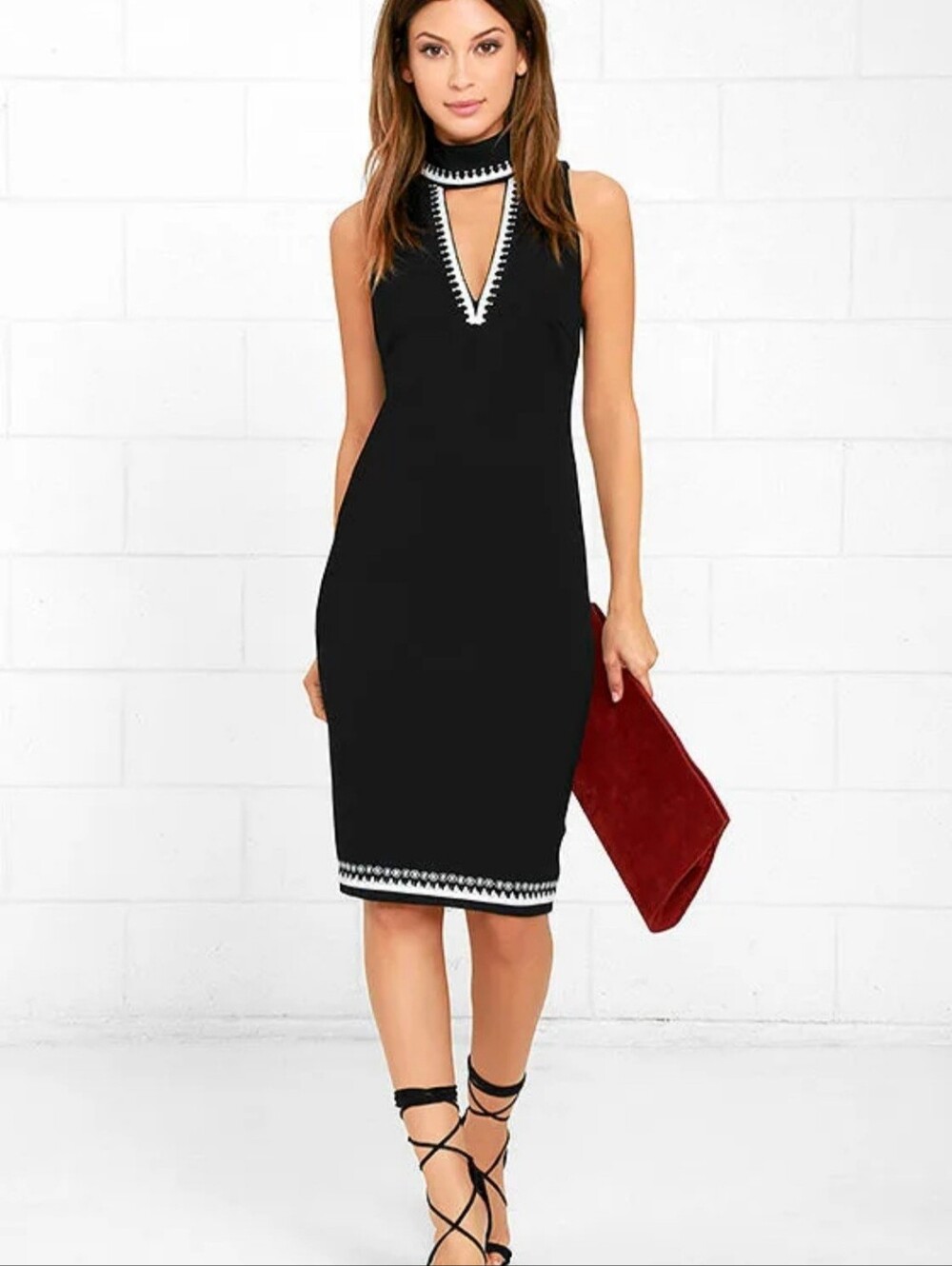 Elliatt Rapid Black Dress with White Trim Size M